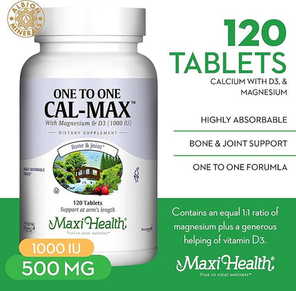 Maxi Health 500 mg Calcium Supplement D3 (1000 (1000 IU) (500 mg) 120 Tablets