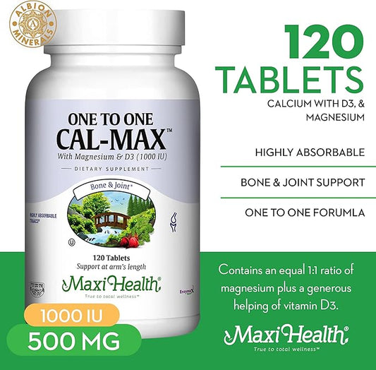 Maxi Health 500 mg Calcium Supplement D3 (1000 (1000 IU) (500 mg) 120 Tablets