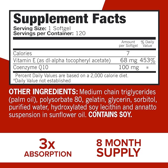 Qunol Ultra CoQ10 100mg Softgels- 3x Q10 Vitamins 8 Month 120 Count 2)