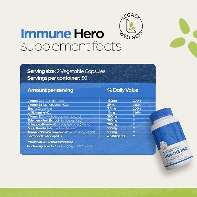 Immune Hero Immune Support Supplement B6, Zinc,
