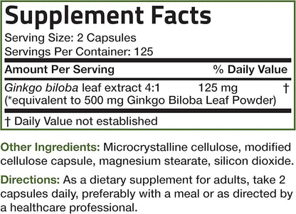 Bronson Ginkgo Biloba Extra Supports Brain 250 Vegetarian