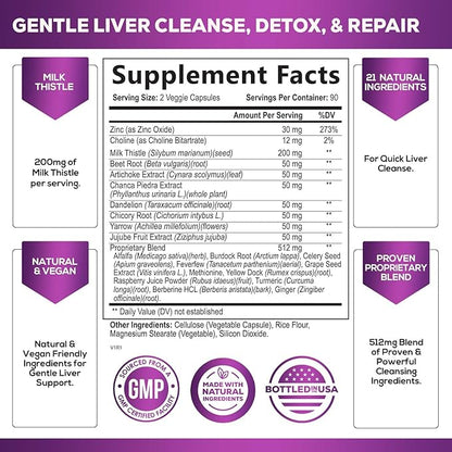 Gentle Liver Cleanse Detox & Repair Formula 180 Capsules
