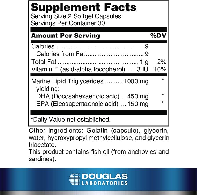 Douglas Laboratories Opti-DHA Enteric-Coated Omega-3 Fatty 60 Capsules
