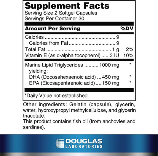 Douglas Laboratories Opti-DHA Enteric-Coated Omega-3 Fatty 60 Capsules