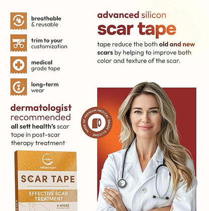 10 Pack Silicone Sheets for Scars, (6” x 1.6”)