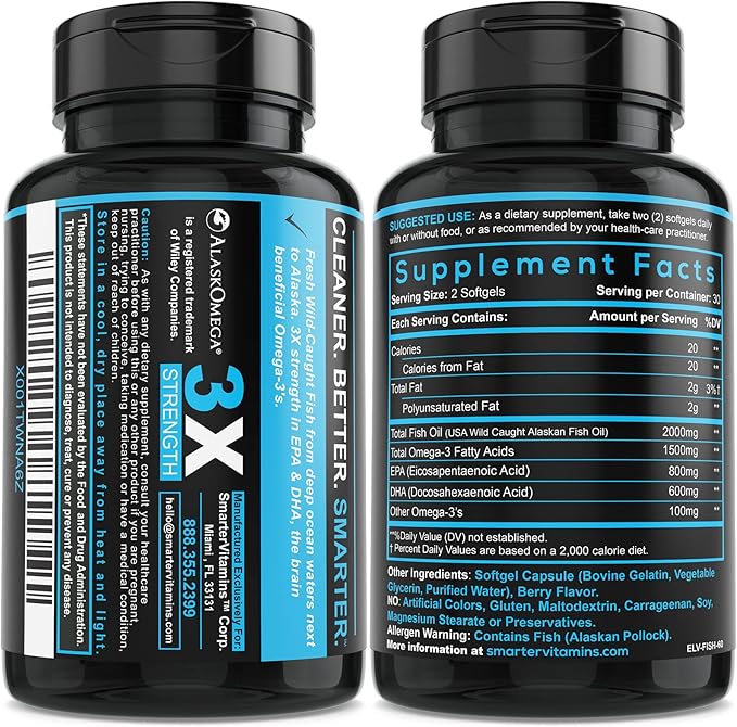 (5 Pack) Smarter Omega 3 Fish 2000mg, Potent Omega-3, Joint