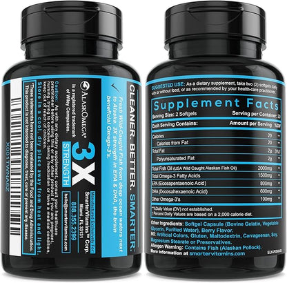 (5 Pack) Smarter Omega 3 Fish 2000mg, Potent Omega-3, Joint