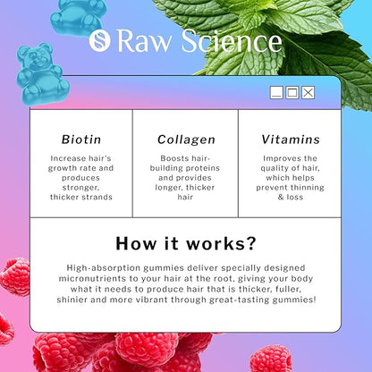 Biotin Collagen Gummies – Hair Skin B1, B2, B2, B3, B3, B5, B5, B7, B7, B9, B9, B12, B12, Collagen, 60 Gummy