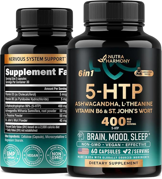 5HTP 400 mg Capsules 5-HTP Supplement B6 & D3 | 5 HTP 60 Capsules