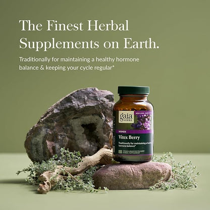 Gaia Herbs Vitex Berry - Supports Hormone Balance & Fertility for Women - Healthy Progesterone for Menstrual Health - 120 Vegan Caps (60-Day Supply)