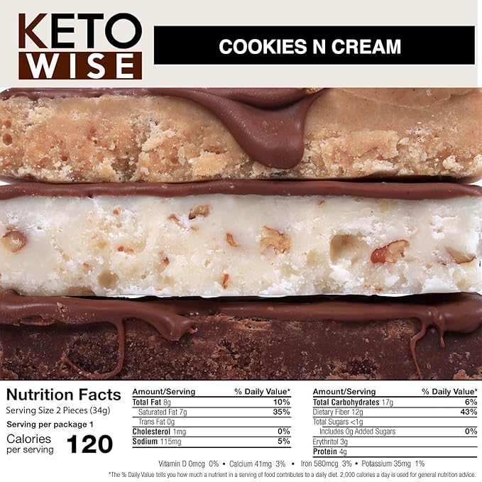 Keto Wise Fat Bombs - Cookies N Cream 16 Count (Pack of 1)