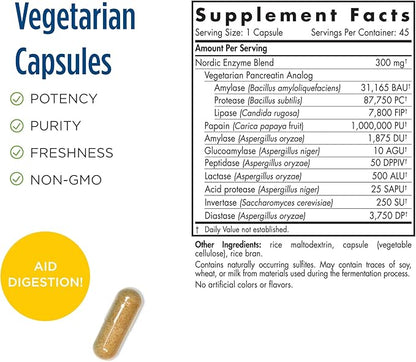 Nordic Naturals Nordic Flora Digestive Enzymes 45 Capsules 45 Servings