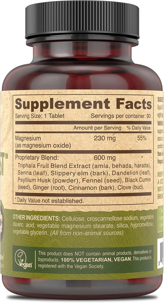 DEVA Vegan Colon Assist – Tablets with Magnesium, Triphala, Psyllium Husk, Senna, Cinnamon and More, 90 Count