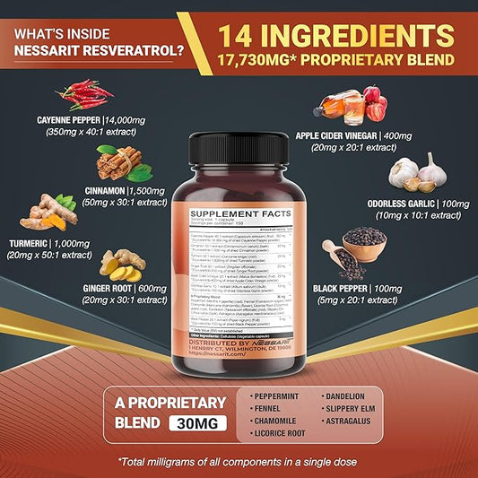 Cayenne Pepper 14,000mg Supplement 14-in-1 Natural 150 Count