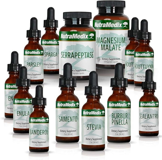 NutraMedix Cowden Support Program Month 7 - Bioavailable Herbal Detox Protocol Including Banderol, Burbur-Pinella, Parsley, Samento Cat's Claw Tincture, Serrapeptase, Magnesium & More (13 Piece Set)