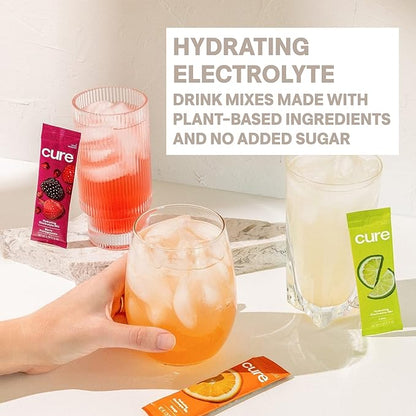 Cure Hydration | Plant-Based Electrolyte Drink Mix | No Added Sugar | FSA & HSA | Dehydration Relief Powder Made with Coconut Water | Non-GMO | Vegan | 28 Servings - Variety Pack