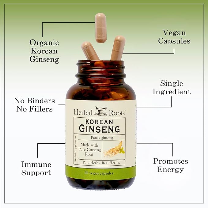 Herbal Roots Panax Ginseng 1000mg | 60 Vegan