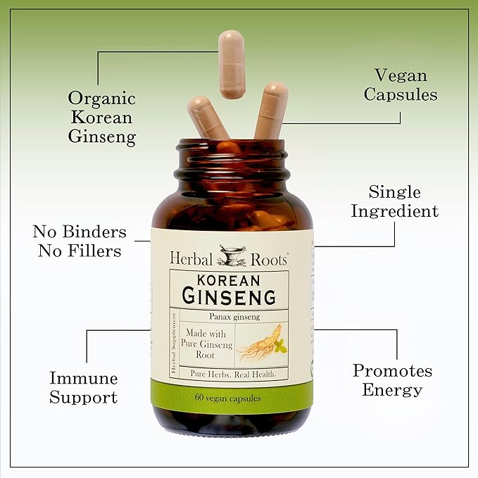 Herbal Roots Panax Ginseng 1000mg | 60 Vegan