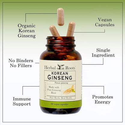 Herbal Roots Panax Ginseng 1000mg | 60 Vegan