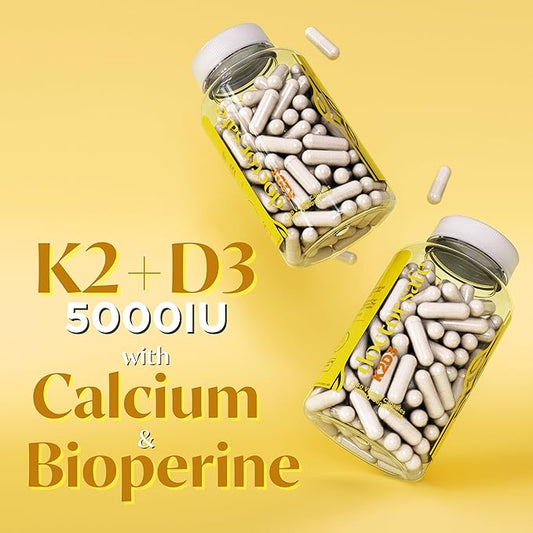 DOCTOR SAFE Vitamin D3 + K2 D3 5000iu 5000iu & 100mcg of K2 as MK-7 | (60ct)