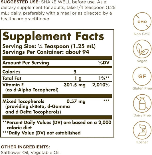 Solgar Liquid Vitamin E (without dropper) 4 fl 94 Servings