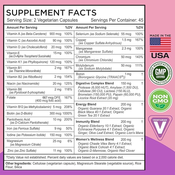 FarmHaven Multivitamin for Women D3, Folate, 2_180 Capsules