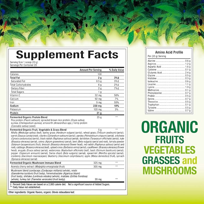 Whole Earth & Sea from Natural Factors, Organic Fermented Protein & Greens, Vegan Whole Food Supplement, Tropical, 1lb 7.3 Oz