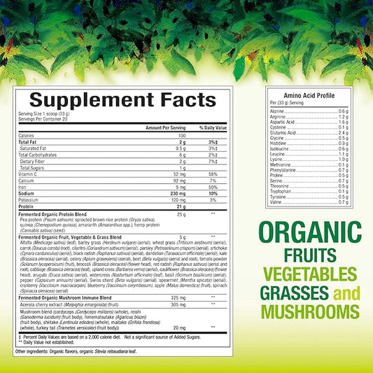 Whole Earth & Sea from Natural Factors, Organic Fermented Protein & Greens, Vegan Whole Food Supplement, Tropical, 1lb 7.3 Oz