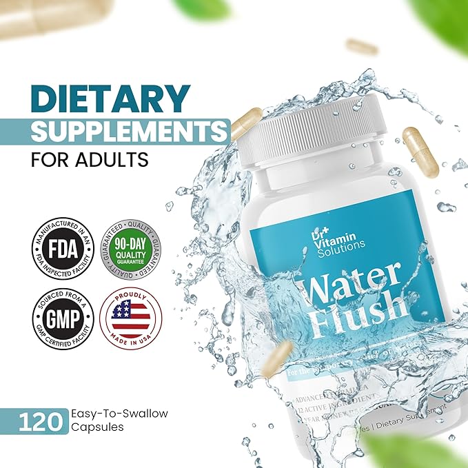 DR VITAMIN SOLUTIONS Diuretic Water Pills for Weight Control - Instant Relief from Bloat and Swelling - Green Tea, Cranberry, Dandelion Leaf Extract - Water Retention Pills for Women & Men, 120 Caps