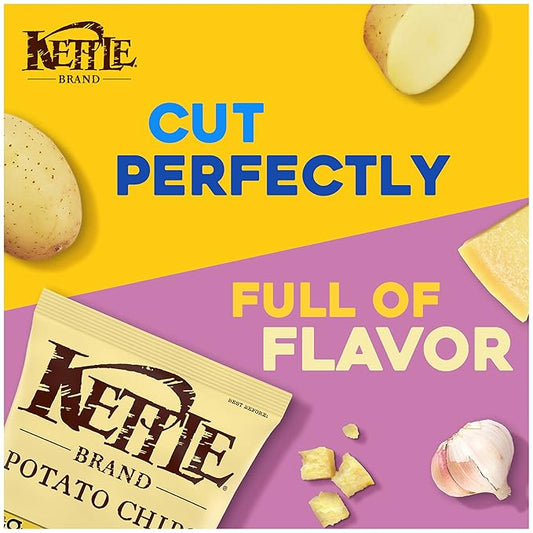 Kettle Brand Potato Chips, Parmesan Garlic Kettle Chips, 7.5 Oz (Pack of 12)