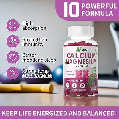 Calcium Magnesium Zinc Gummies with Vitamin D3, ashwagandha Flavor-90 Count