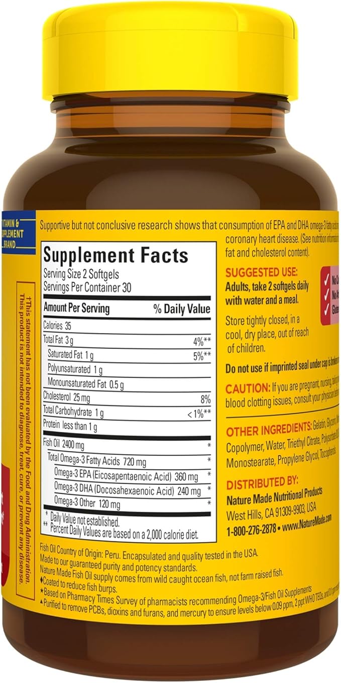 Nature Made Burp-Less Fish Oil 1200 60 Softgels, 3 Supplement 3)