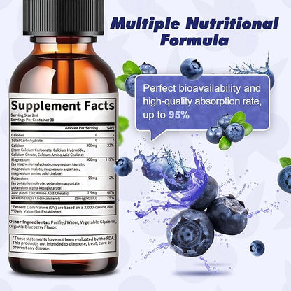 2 Pack Potassium Magnesium Supplement Liquid 500mg & 99mg Plus D3, Zinc 4 Fl