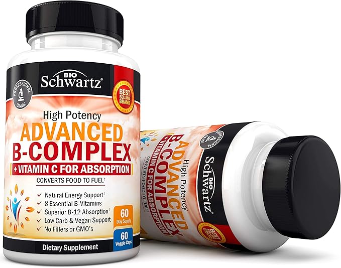 Vitamin B Complex with Vitamin C b12 & B1 B2 B2 B3 B3 B5 B5 B6 B6 B7 B7 B9 B9 for -60ct