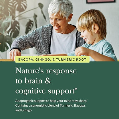 Gaia Herbs Agile Mind - Brain & Cognitive Support Herbal Supplements - with Organic Turmeric Root, Bacopa, Black Pepper, and Ginkgo Biloba - 60 Vegan Liquid Phyto-Capsules (30-Day Supply)
