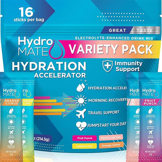 HydroMATE Electrolytes Powder Packets Low Carb 16 Sticks