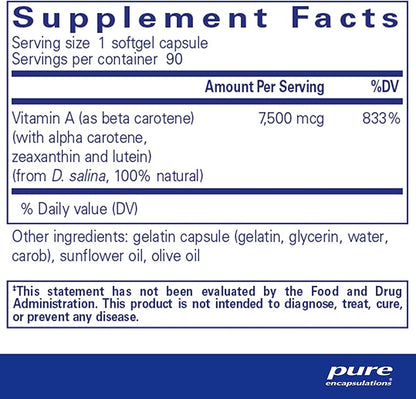 Pure Encapsulations Beta Carotene (with Mixed Carotenoids) 90 Softgel