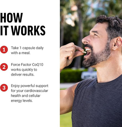 FORCE FACTOR CoQ10 100mg, Coenzyme Q10 10, Vegan, 60 Vegetable