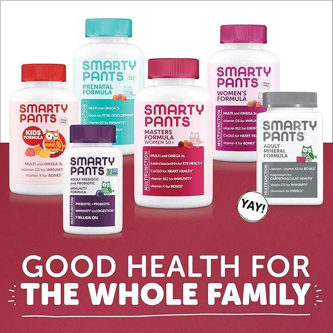 SmartyPants Women's Masters 50+ Multivitamin: Vitamin D3 & CoQ10 for 3 Fish B6, 120 120 Count (30 Day