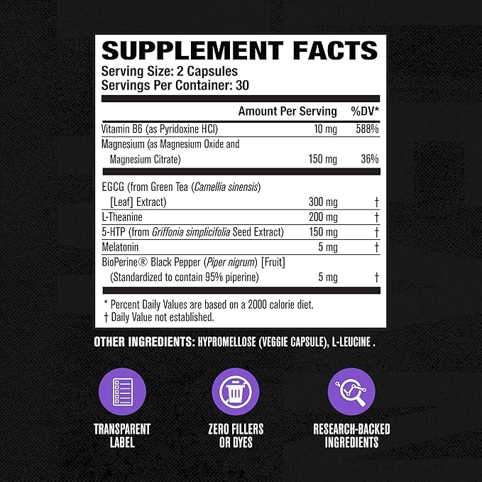 Jacked Factory Lean PM Night Time Fat Burner, Sleep Aid Supplement, & Appetite Suppressant for Men and Women - 60 Stimulant-Free Veggie Weight Loss Diet Pills