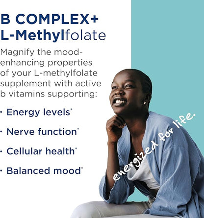 MethylPro B Complex + 15mg L-Methylfolate - Professional Strength Vitamin B Complex + Folate Supplement for Energy, Mood + Immune Support - Vitamin B12, Vitamin B6, Vitamin C + More - (30 Capsules)