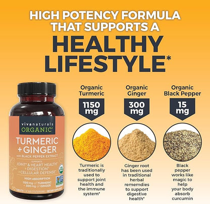 Organic Turmeric and Ginger Tablets, 90 Count