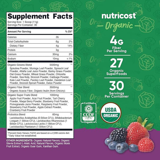 Nutricost Organic Super Greens Powder (30