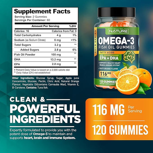 Omega 3 Fish Oil Gummies 3 Fish 120 Gummies, 60 Day