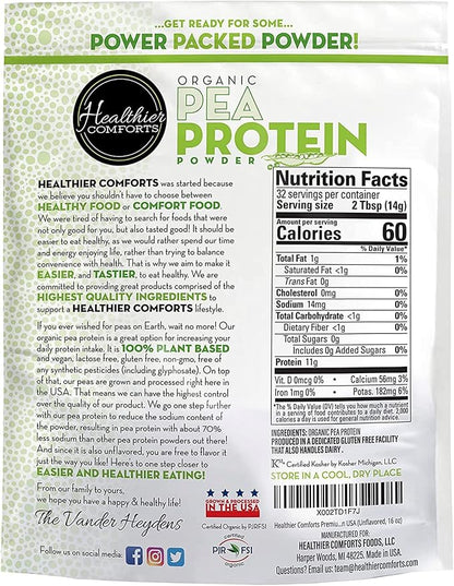 Pea Vegan Protein Powder w/Low Sodium 100% Plant 16oz