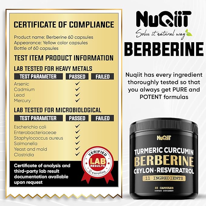 Berberine Supplement with Turmeric Curcumin 4500mg 4500mg & 60 Capsules