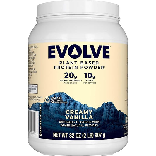 Evolve Plant Based Protein Powder, Vanilla 20g Vegan 10g Fiber, 2 Pound