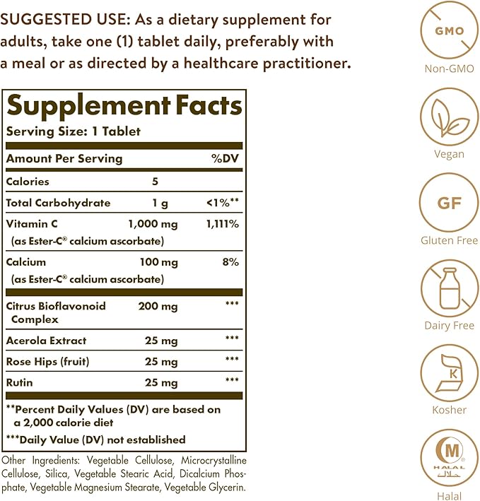 Solgar Ester-C 1000mg Vitamin C Tablets 180 Vegan