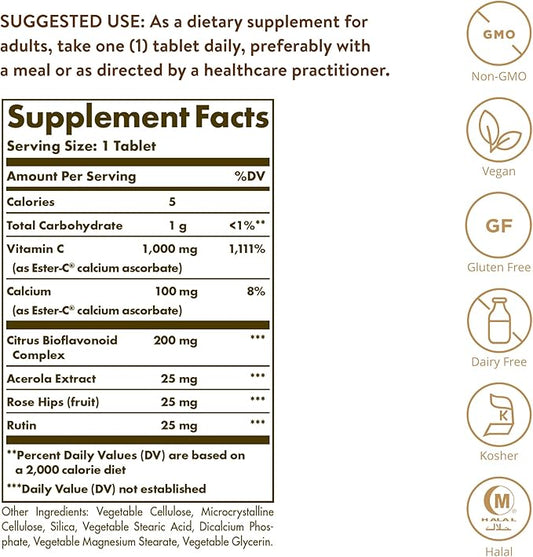 Solgar Ester-C Plus 1000 mg Vitamin 60 Tablets 60 Servings