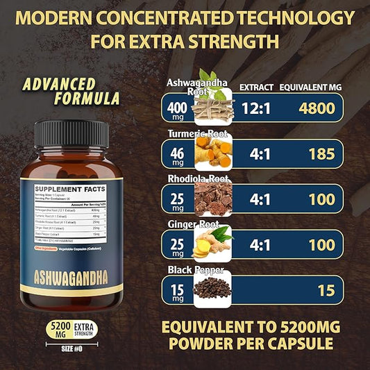 Ashwagandha Extract Capsule 5in1 Blended 90 Capsules 3 Months